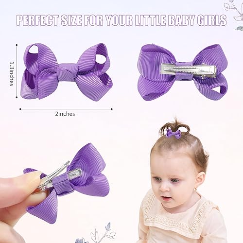 Miniatura 3 de YHXX YLEN 40 pinzas para el pelo de bebé y niña, pinzas para el pelo de bebé de 2 pulgadas, pequeños lazos para el pelo con pinzas de cocodrilo para