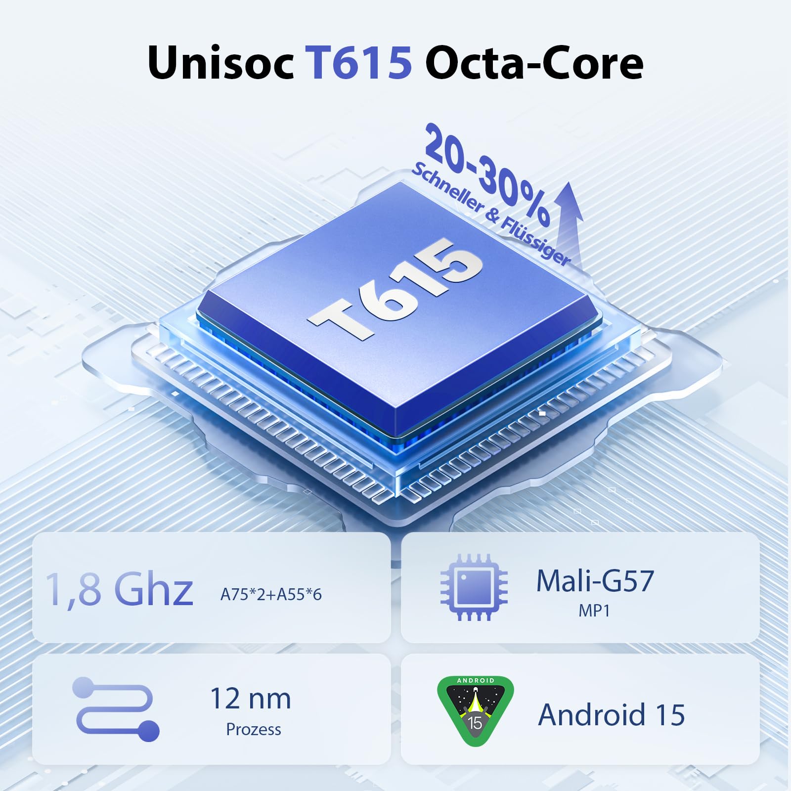 Tablet 10 Zoll, Android 15 Tablet mit Hülle, Maus & Tastatur, Octa-Core, 24 GB RAM + 128 GB ROM + 1 TB TF, 1280x800 HD IPS-Display, Duale Kamera, 6000 mAh, WiFi 6, BT 5.0, Widevine L1, GPS (Grau)