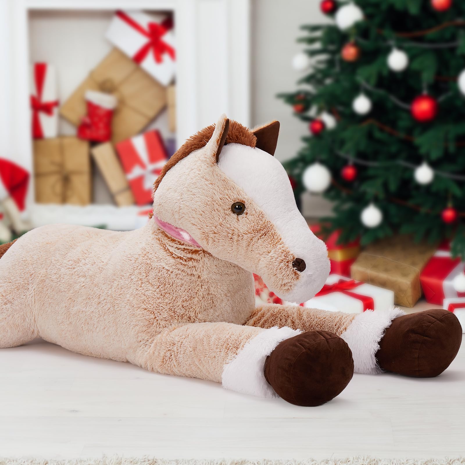 KERTA 59inches Oversize Horse Stuffed Animal, Riding 5ft Giant Stuffed Mustang Farm Plush Toy, Hugging Soft Horse Plush Body Pillow for Kids Adult 4