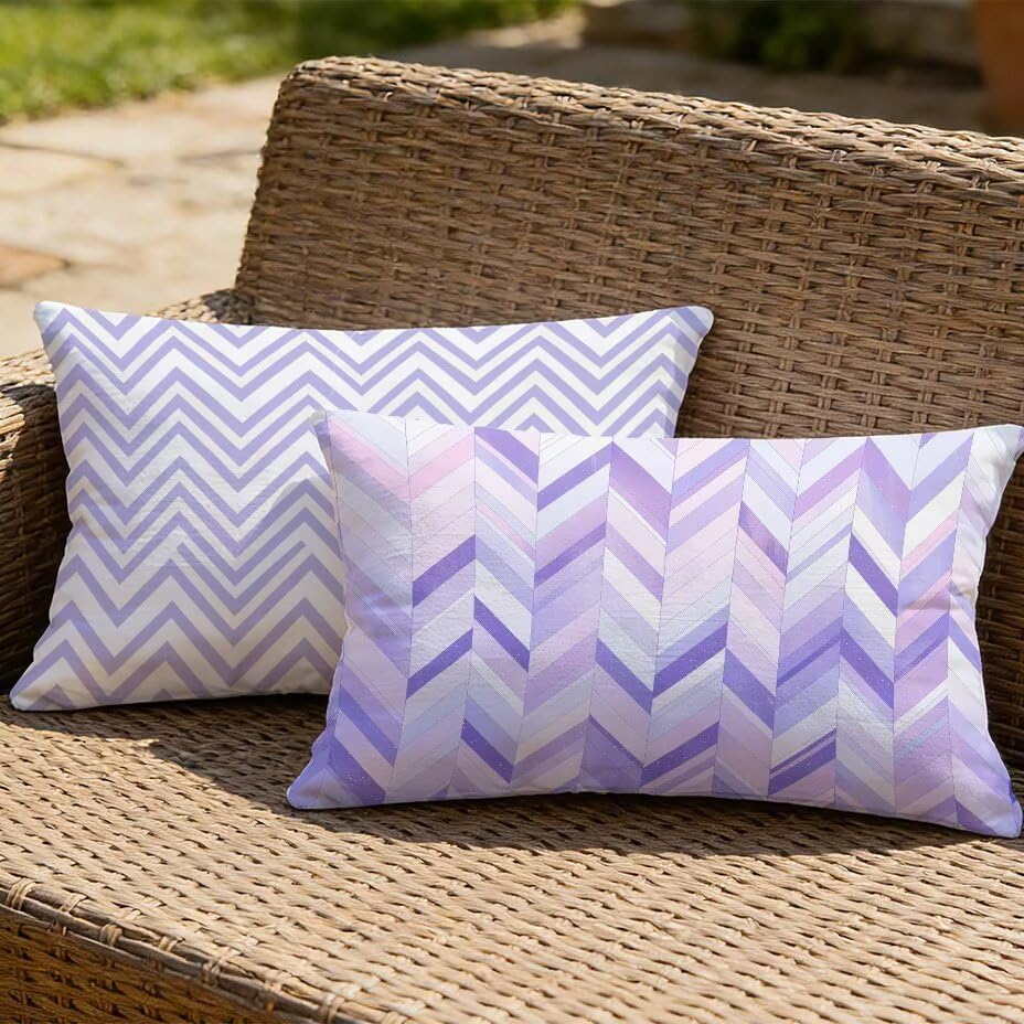 Housses de Coussin Grand Format 80x100 cm Aspect Lin Violet Qualité Premium pour Extérieur