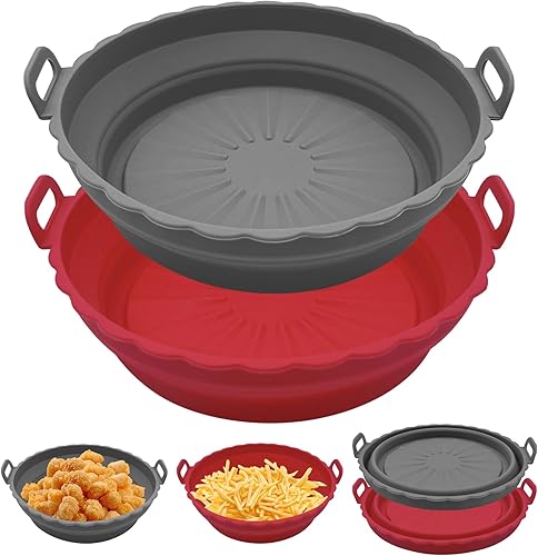 Paquete de 2 forros rectangulares de silicona para freidora de aire, reutilizables, resistentes al calor y aptos para alimentos, fácil limpieza,