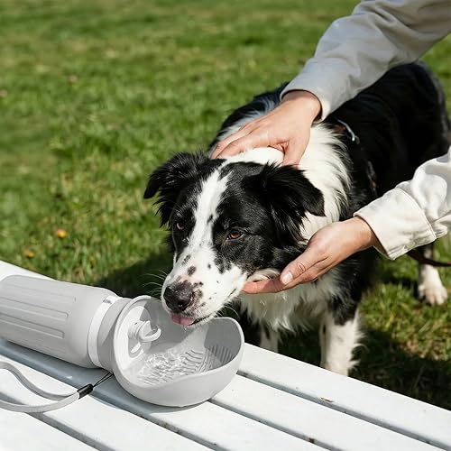 Miniatura 6 de Botella de agua portátil para perros con contenedor de alimentos, dispensador de agua para mascotas 2 en 1 a prueba de fugas para caminar,