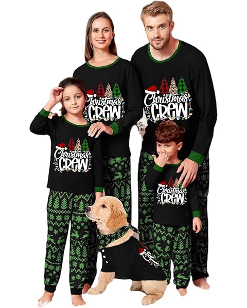 Christmas Family Pajamas Set Matching Holiday Plaid Sleepwear Set Reindeer/Tree Print Loungewear for Xmas Eve
