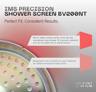 IMS Precision Nanotech Shower Screen compatible with 54mm Breville Sage Espresso machines Express, Bambino, Bambino Plus, Impress, Barista Touch, Infuser, Duo Temp.(BV200NT)
