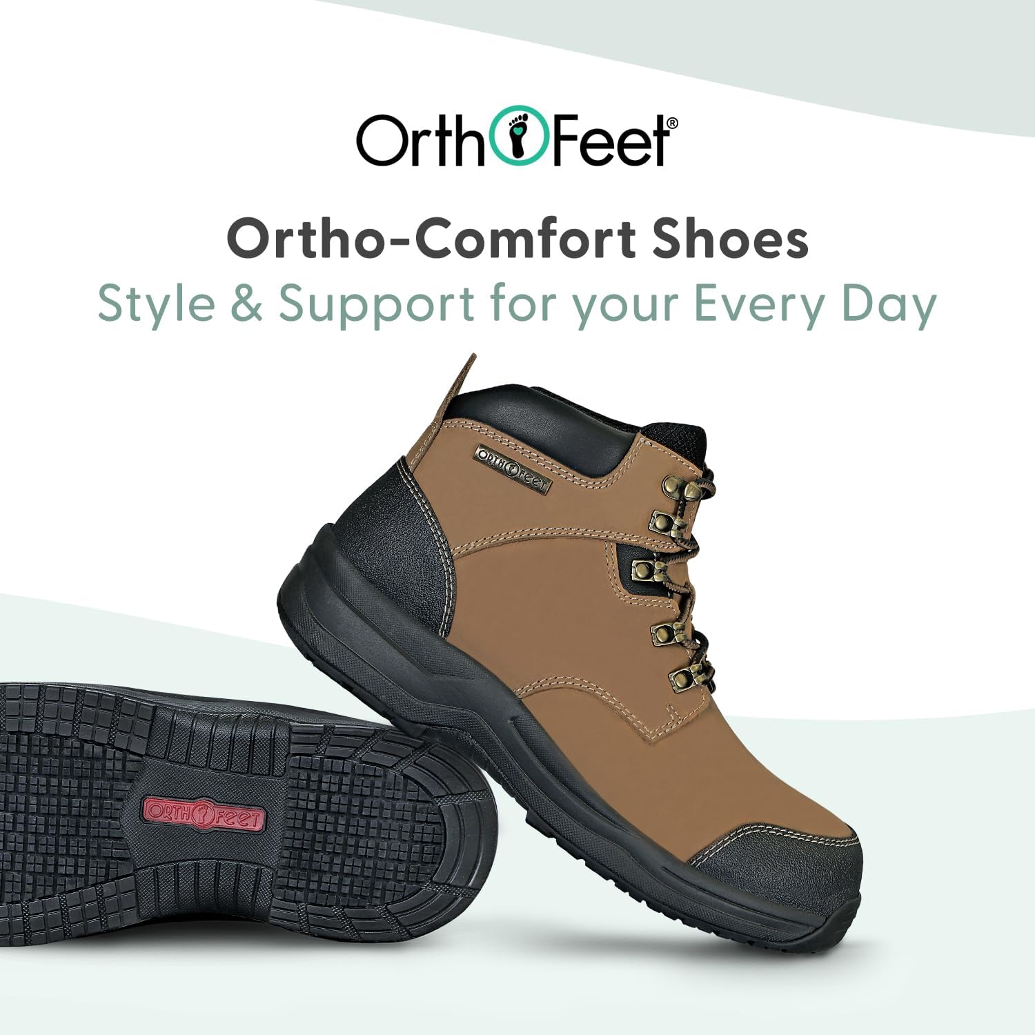 Orthofeet Men's Orthopedic Granite Waterproof Slip Resistant Work Boot
