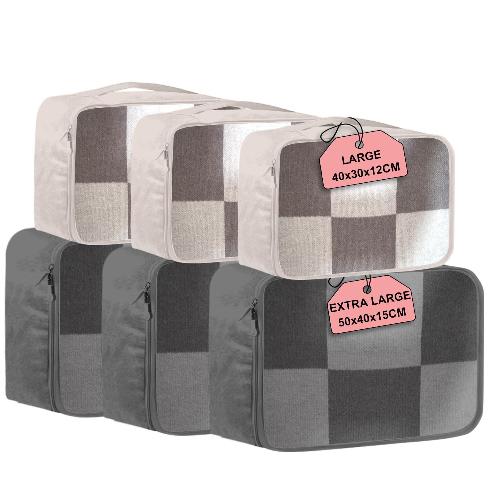 Koffer Organizer 6 Stück, Same Size Packing Cubes, Packwürfel Mehrfarbig 6 Beige Gray