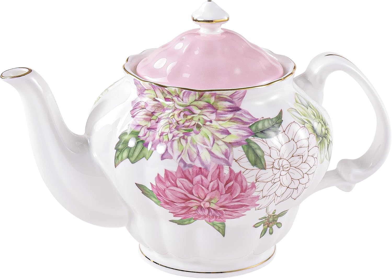 Pulchritudie Bone China Teapot, English Teaset, Dahlia