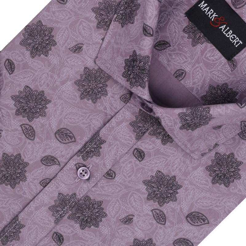 Image of MARK & ALBERT Men's 100% Cotton Printed Half Sleeves Regular Fit Shirt for Men