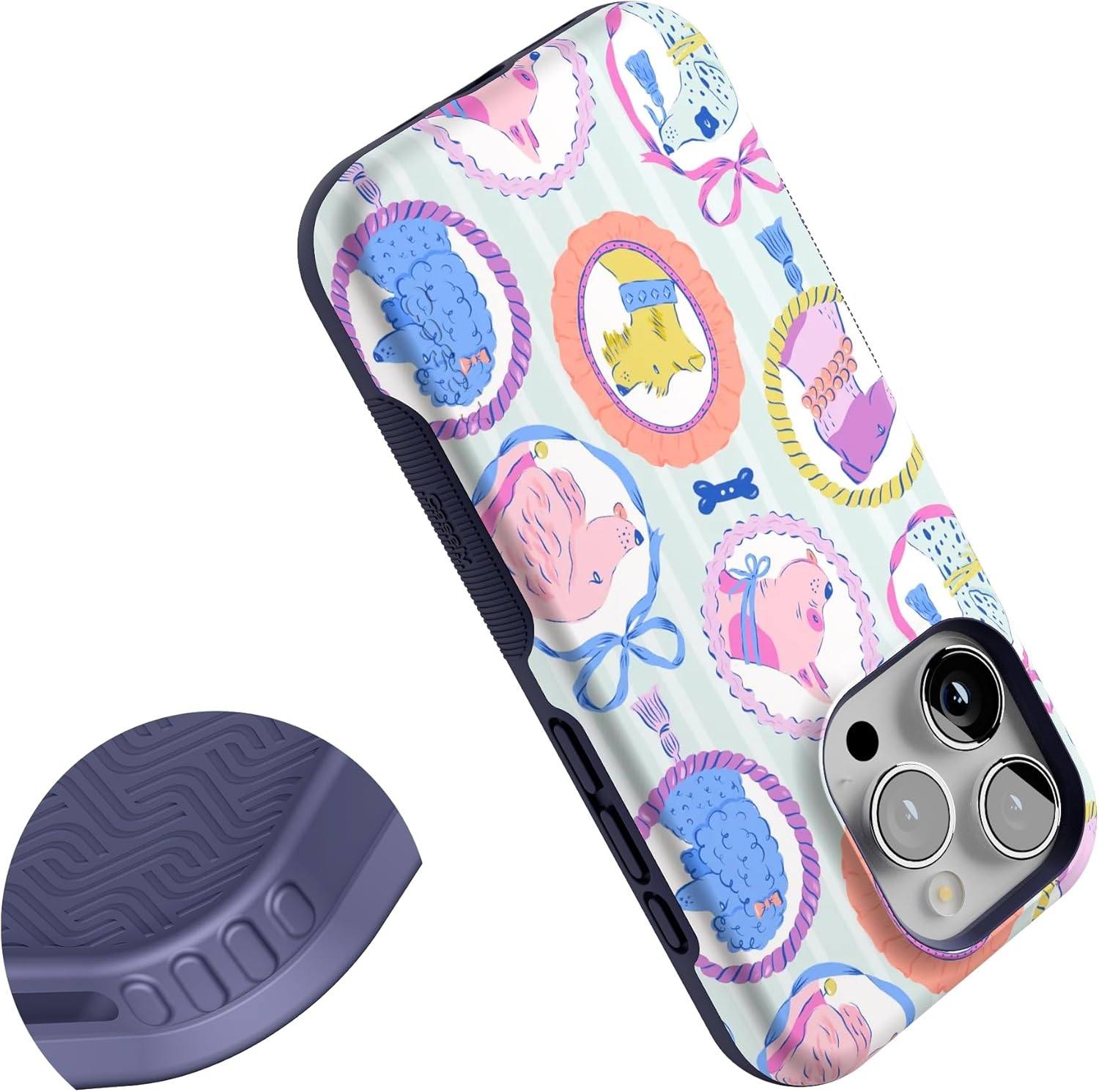 Casely iPhone 15 Pro Case | Chateau Pups | French Dog | Bold Protective Design | Compatible with MagSafe
