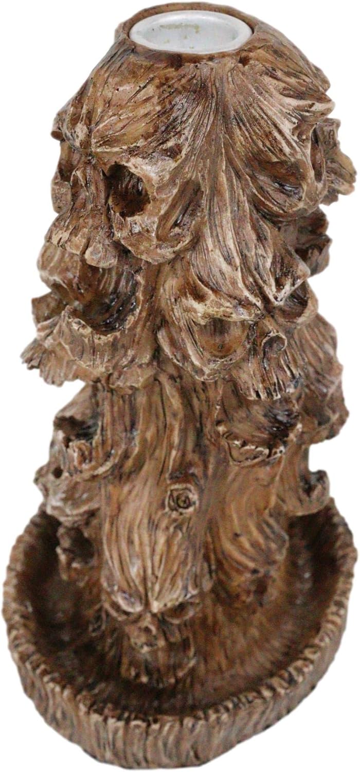 Ebros Gift Gothic Morphing Screaming Underworld Skulls in Faux Willow Tree Trunk Backflow Incense Burner Aroma Figurine Trio Skulls Forest Greenman Spirit Decorative Halloween Macabre Accent