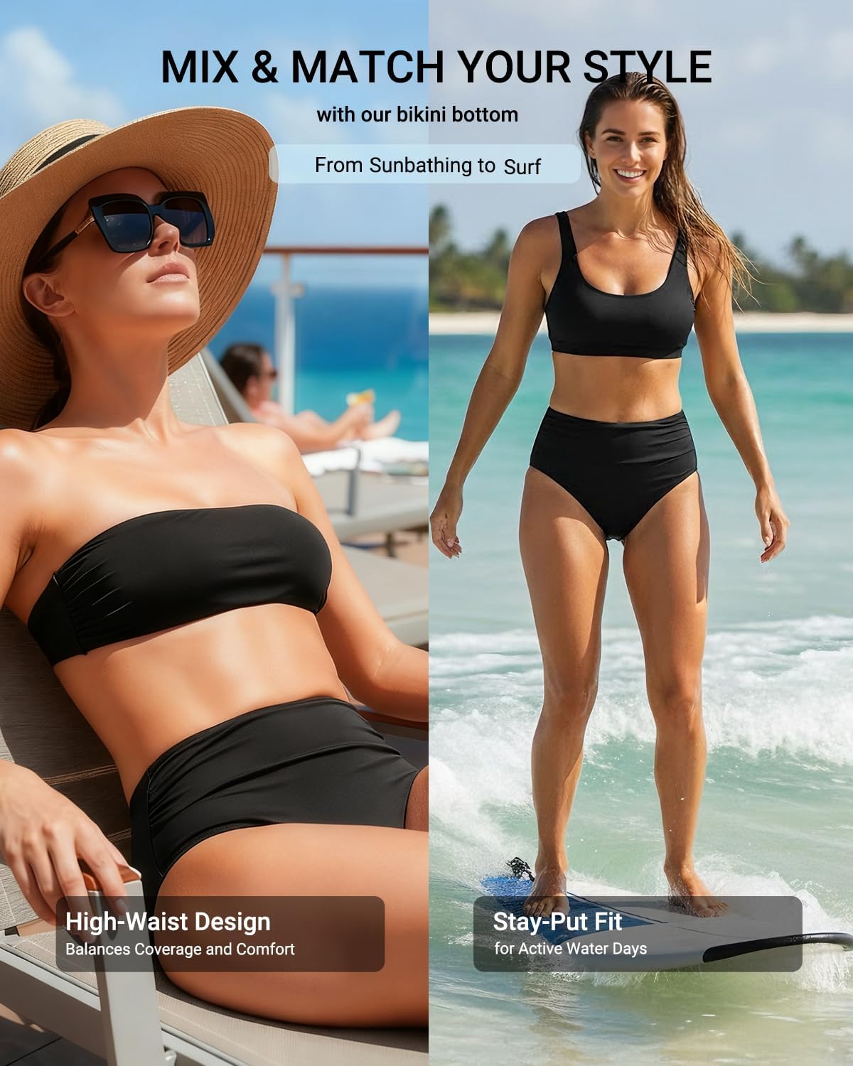 Holipick Women High Waisted Bikini Bottoms Tummy Control Swimsuit Bottom High Cut Bathing Suit Swim Bottom - Image 5