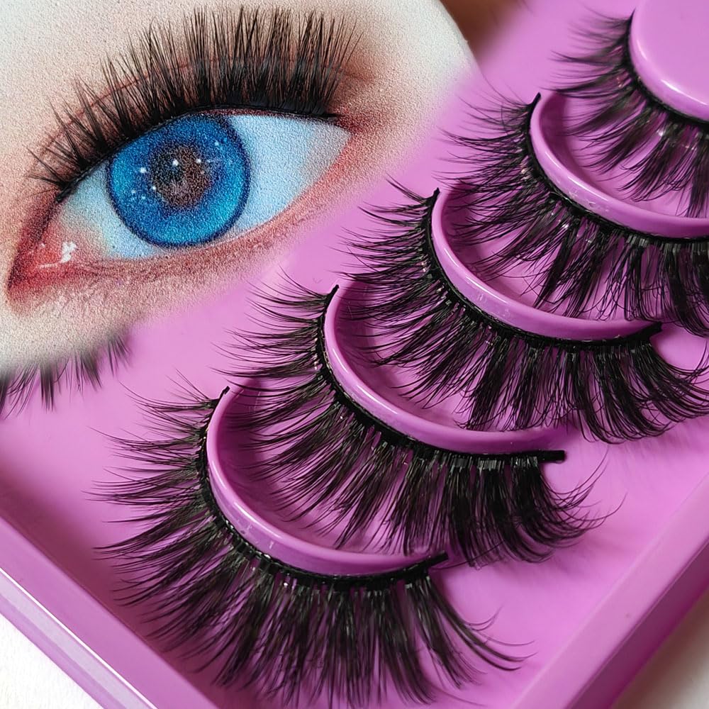 6 Pairs Makeup False Eyelashes Volume Eyelash Extension Dramatic Faux Mink Fluffy 3D Eye Lashes Handmade Soft Cat