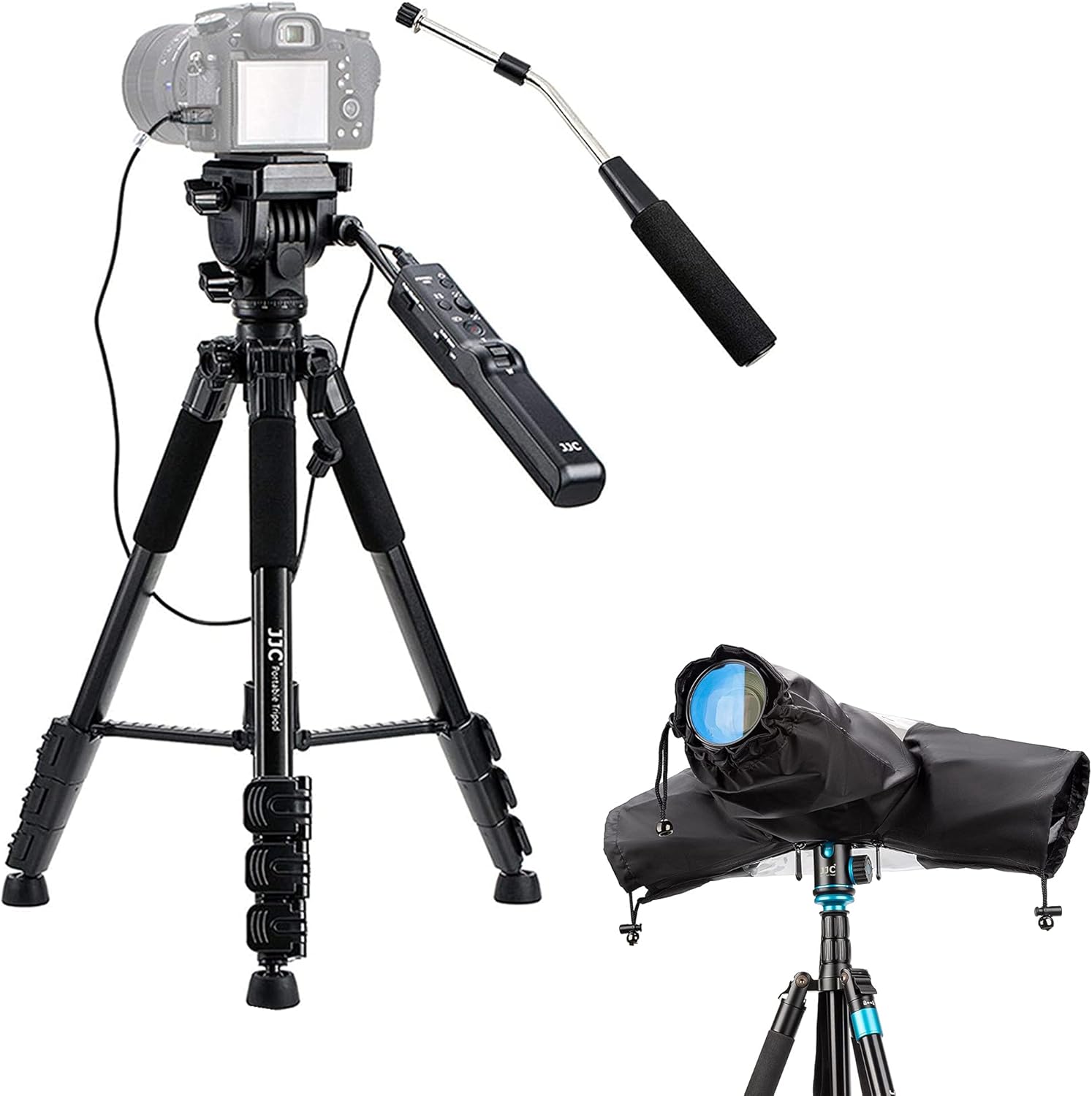 Kiorafoto Camera Tripod with Remote Control and Rain Cover: Replaces Sony VCT-VPR1, Black Aluminum, Compatible with Sony Cameras/Camcorders