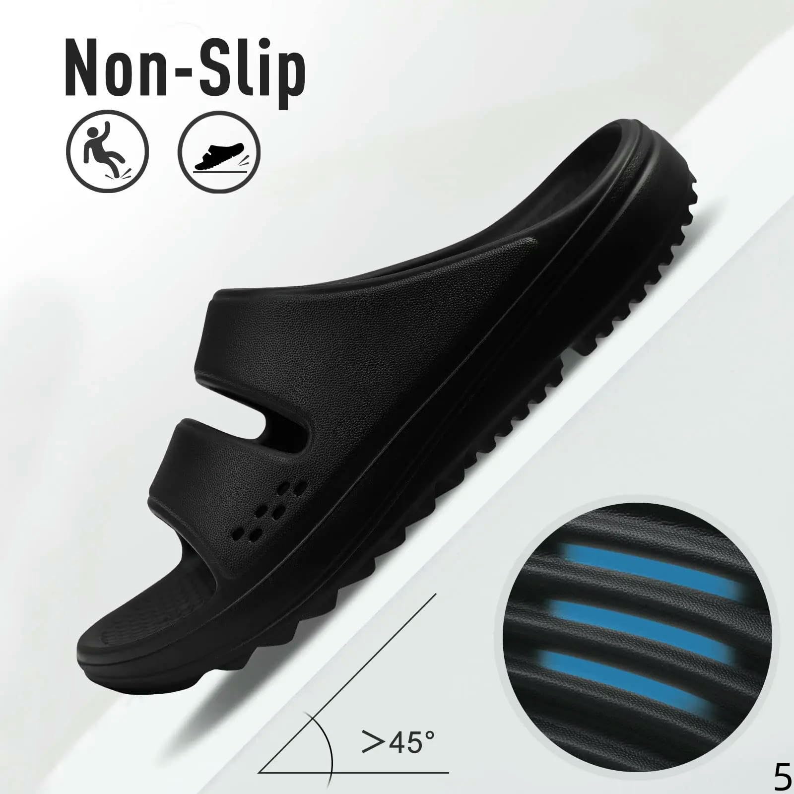 Claquette Hommes Sandales Pour Mode Plage Tongs Doux Avec Support Arc Accueil Slides Salle De Bain