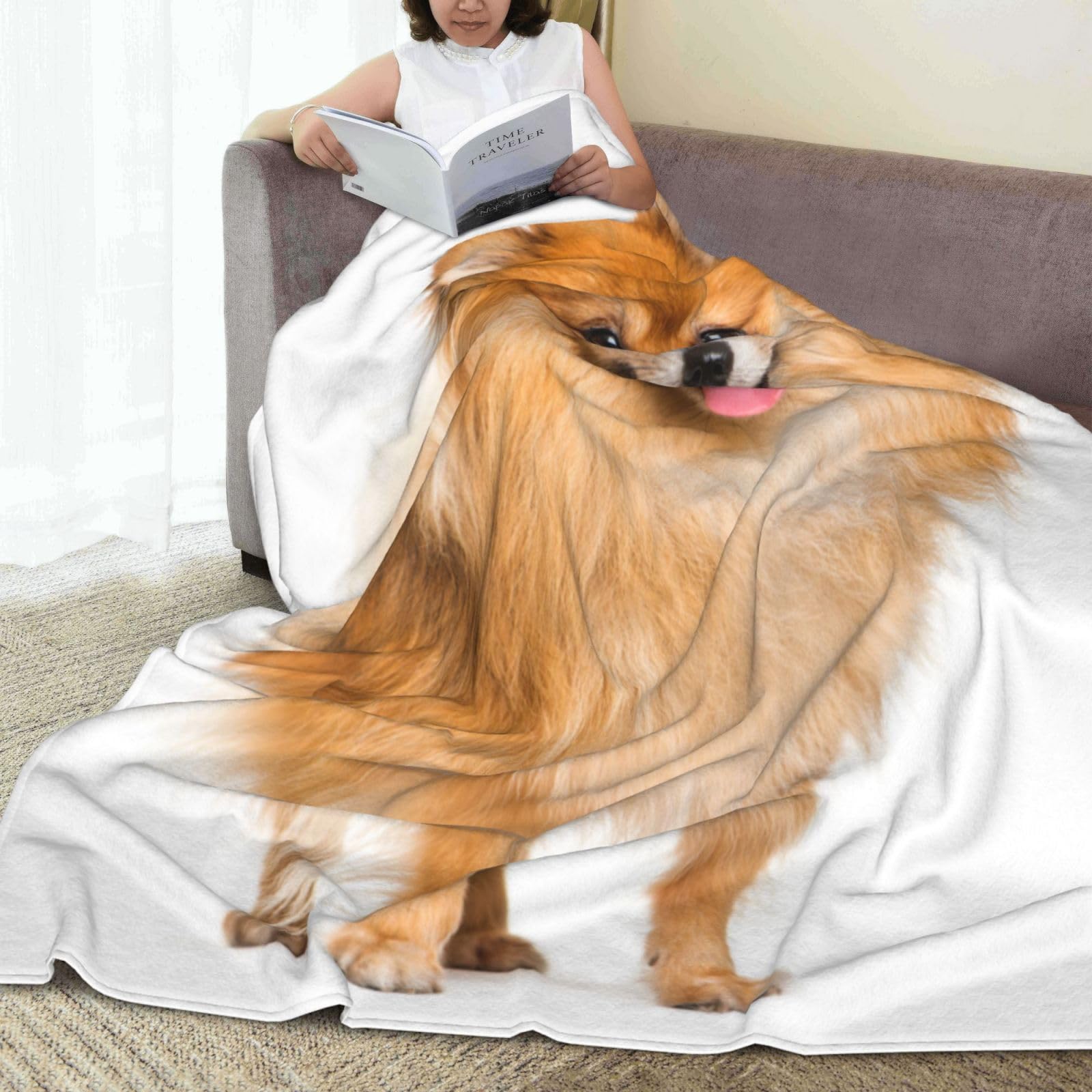 Amazon｜毛布 ポメラニアン 犬柄 ブランケット シングル 夏用 掛け毛布