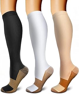 3 Pairs Medical Compression Socks for Women & Men Circulation 20-30 mmHg