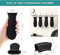 Vista 2 de Patelai Juego de 8 piezas de soportes para ollas de silicona, cubierta para mango de hierro fundido, resistente al calor, soportes para mango