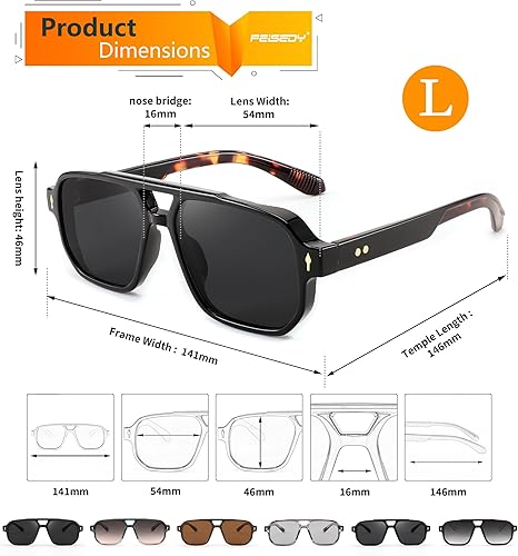 Miniatura 5 de FEISEDY Gafas de sol estilo aviador cuadradas retro para mujer y hombre, estilo vintage de los años 70, rectángulo UV400, B9120