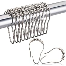 DadyMart Shower Curtain Rings, Rust Resistant Metal Shower Curtain Hooks, Set of 12 Hooks for Bathroom Shower Rods Curtains, Nickel