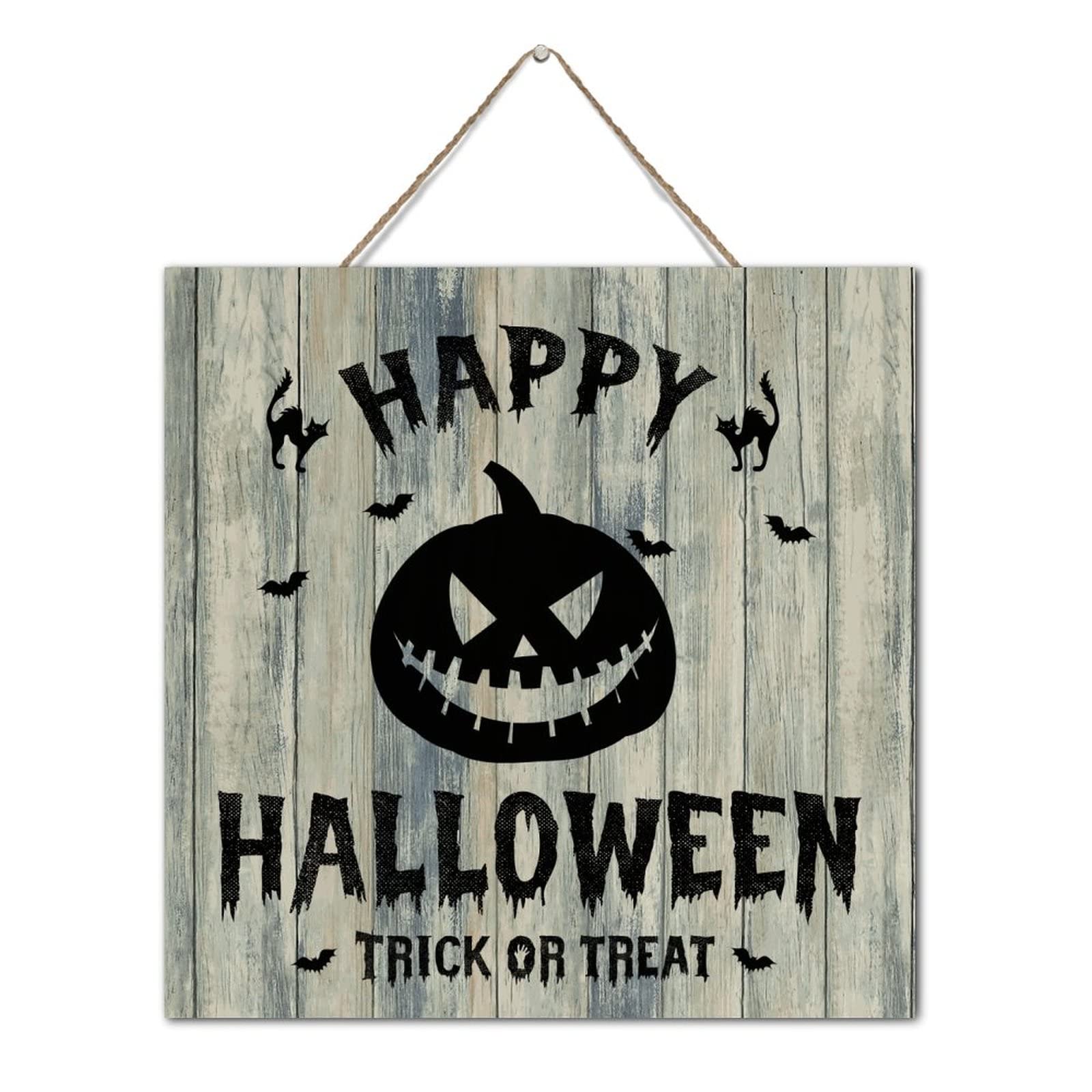 Panneau Halloween en bois avec citrouille pour decoration murale de salon