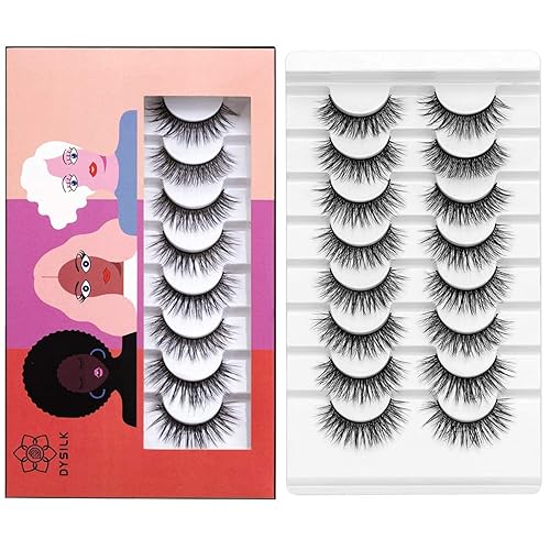 Vista 48 de DYSILK Pestañas postizas Wispy, pestañas de visón, 5 pares de extensiones de pestañas postizas 6D, pestañas postizas de aspecto natural, pestañas 5