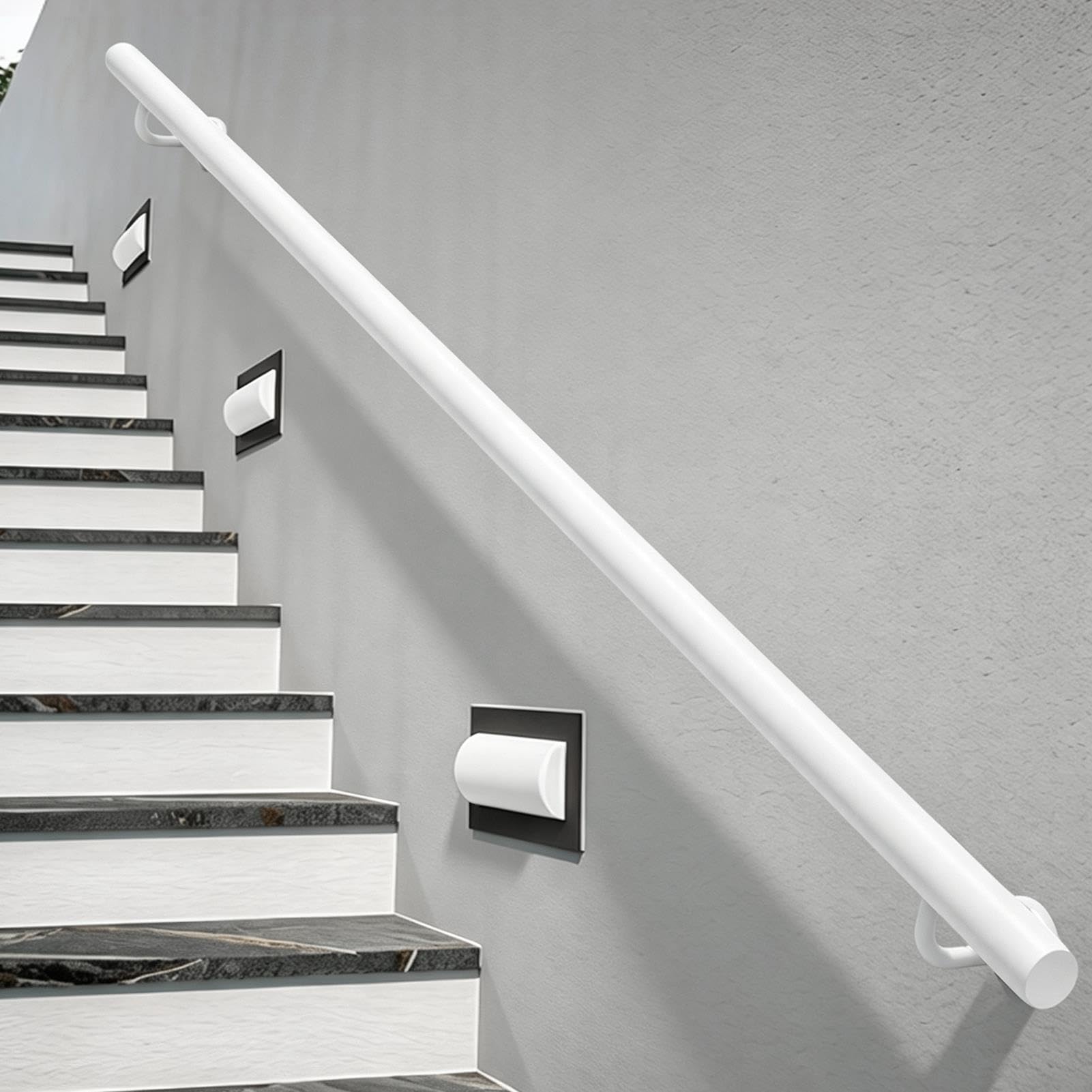Wand montierter Treppenhandlauf, 4FT 6FT 8FT 12FT 14FT 16FT, industrielles Treppengeländer, Dachboden, Veranda, Deck, Sicherheitshandläufe für Innen und Außen(90cm)