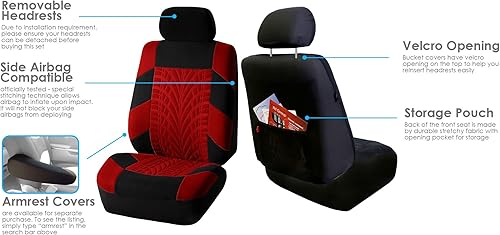 Miniatura 4 de FH GROUP FH-FB071115 juego completo de fundas de asiento de viaje, apto para bolsa de aire y división trasera, con tapetes para piso de vinilo