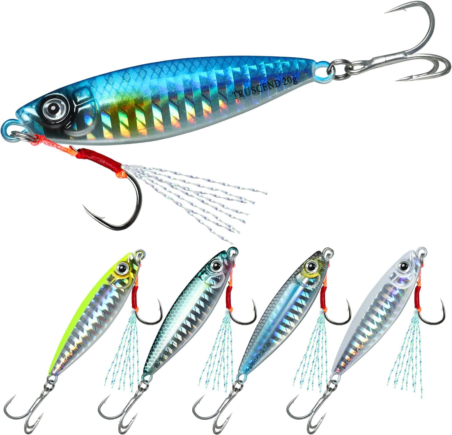 TRUSCEND Valuable Fishing Jigs of Captain's Favorite, Shiny Saltwater Spoons Perfect for Jigging, Slow Pitch Jig Catch More Fish,Durable and Well-Made Bass Fishing Lures with Sharp Hook