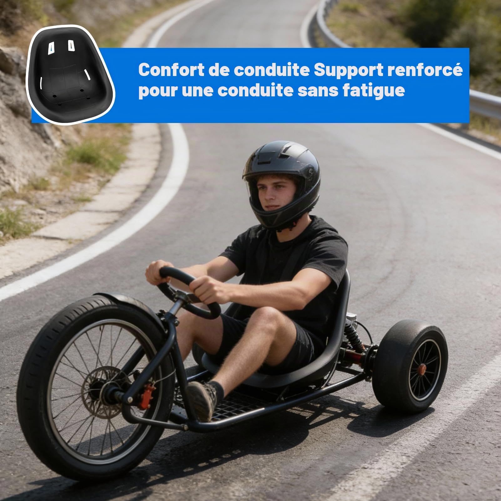 Siege Kart pour Karting Drift, ABS, Confortable Design Ergonomique | Universal Siege de Karting pour Kart, Drift Et Voiture D'Équilibre, Idéal pour Projets DIY, 50x44x25cm