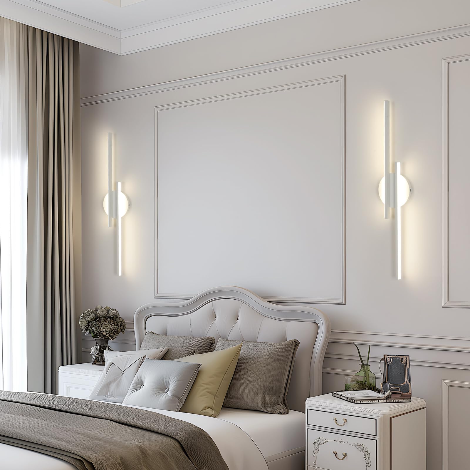 Mckalen Applique da Parete Interno LED, 24W Lampada da Parete Bianca Moderna 2700LM, Lampada a Muro Camera da Letto Luce Neutra 4500K per Bagno Soggiorno Scale Corridoio, 60CM