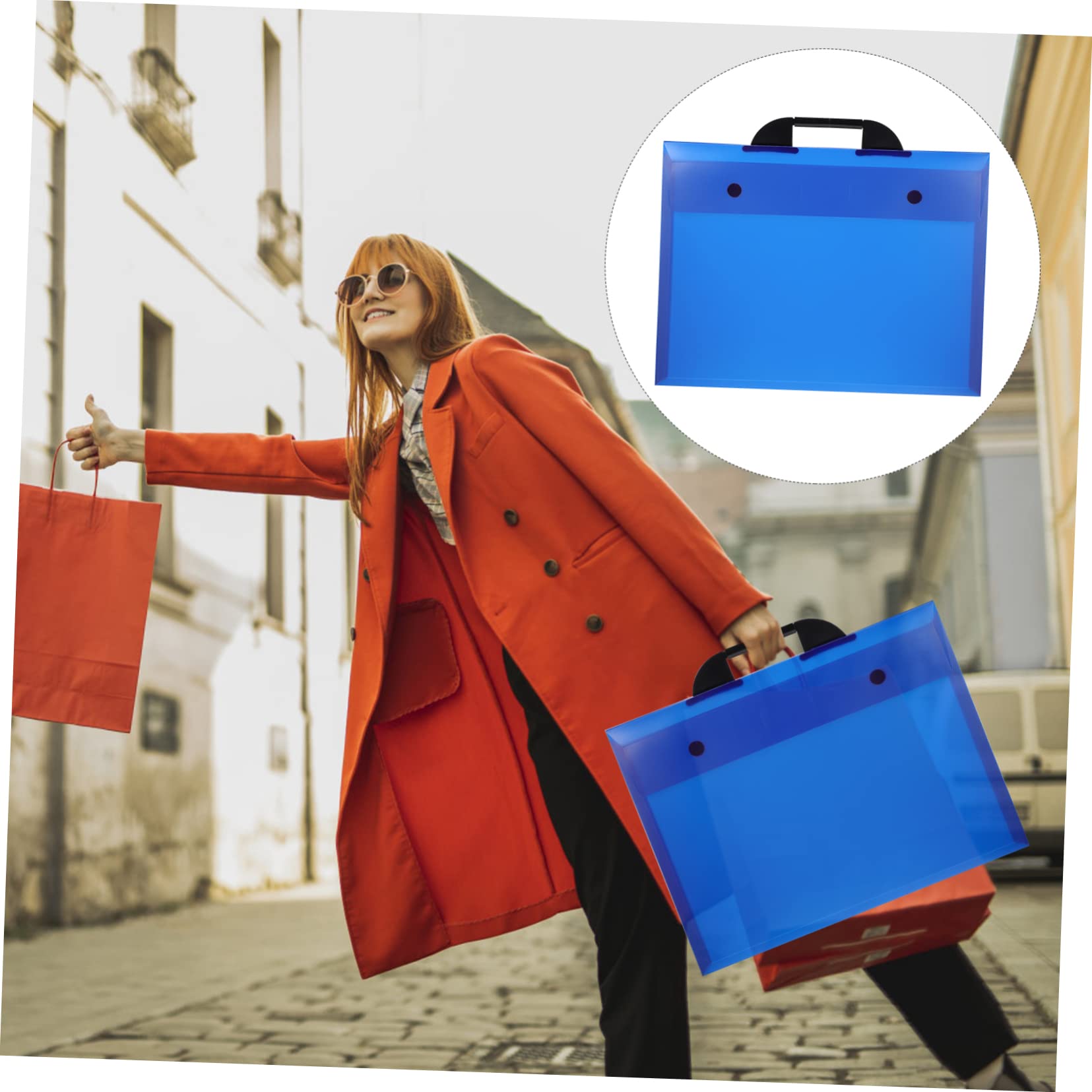 Cartella Portfolio A3 Blu in Plastica Manico per Ufficio, Custodia Portadisegni e Cartellina Rigida per Opere e Schizzi