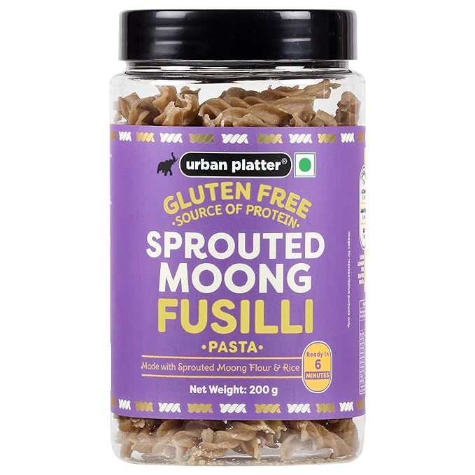 Gluten-free Sprouted Moong Fusilli Pasta, 200g (Ready in 6 Minutes, GF, Easy to Cook, Source of Protein)