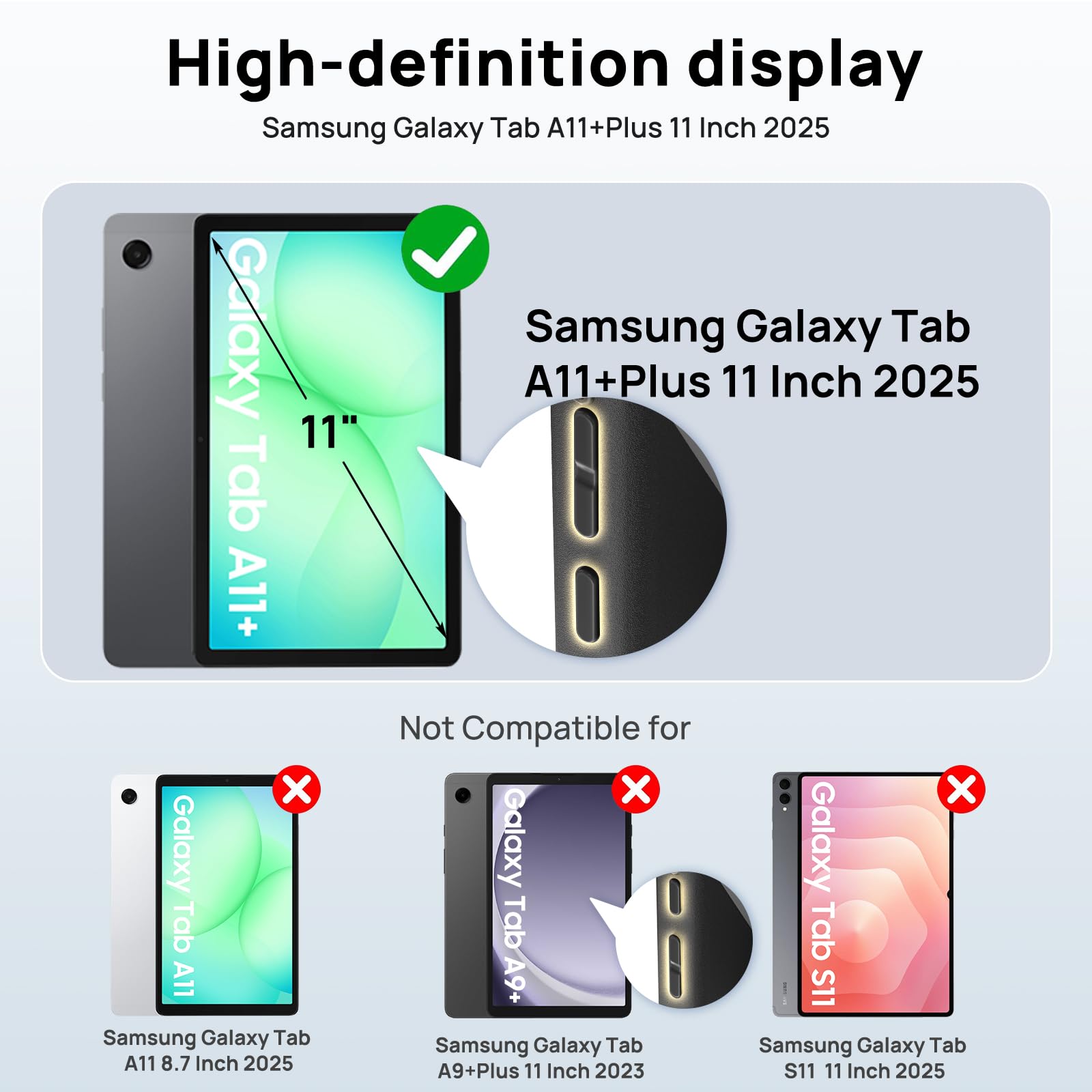 Gerutek Coque Antichoc pour Samsung Galaxy Tab A11 Plus 11" 2025, (SM-X230/X235/X236B), Étui Robuste avec Support Rotatif, Dragonne et Bandoulière, Porte-Stylo, Housse pour Galaxy Tab A11+ Plus, Noir