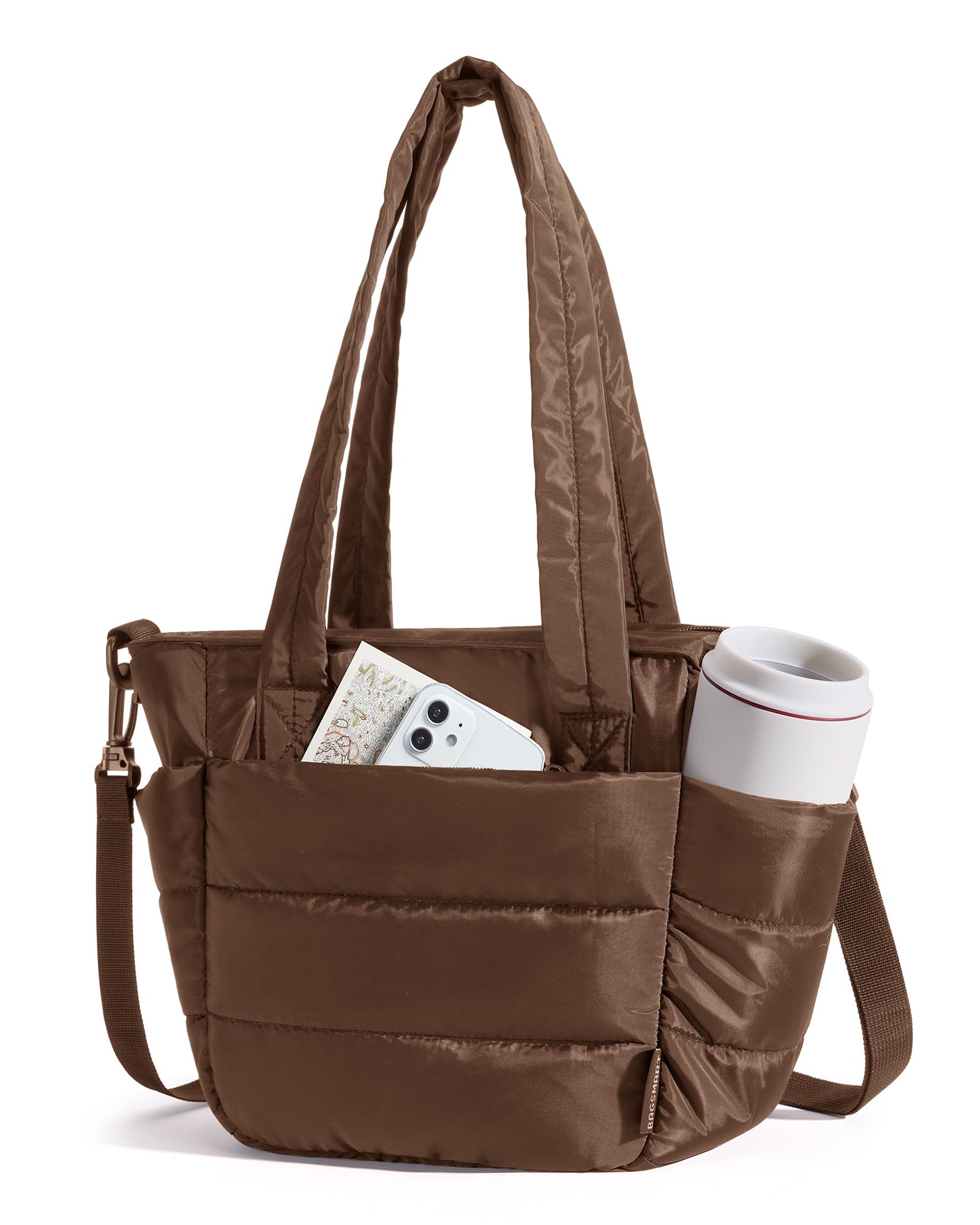 bagsmart Lunch Bag Women Small Insulated Tote with Lunch Compartment Quilted Lightweight Puffy Tote Bag for Work, Travel, Outdoor
