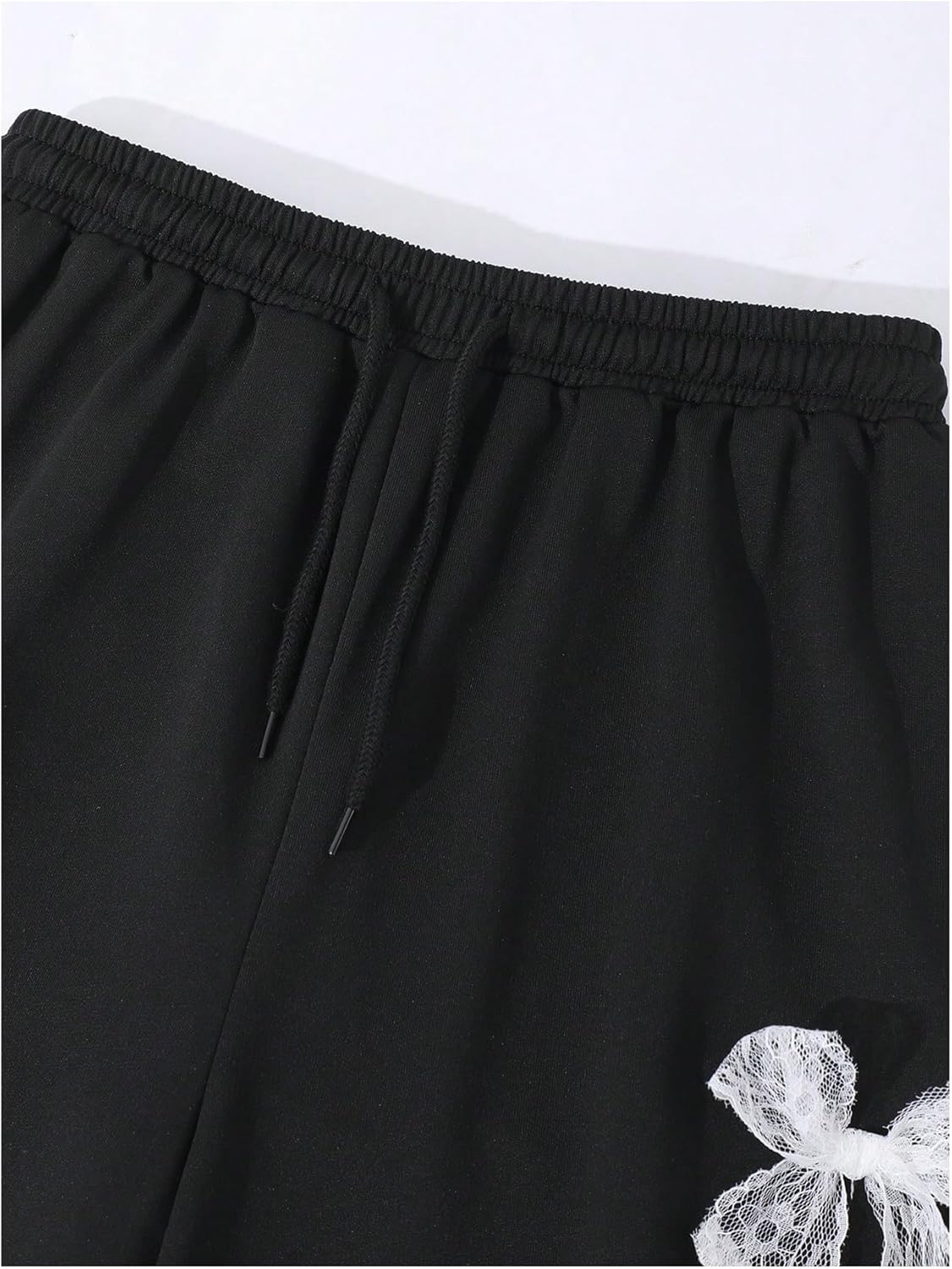 WDIRARA Girl's Bow Baggy Pants Elastic Waist Wide Leg Athletic Workout Sweatpants - Image 4