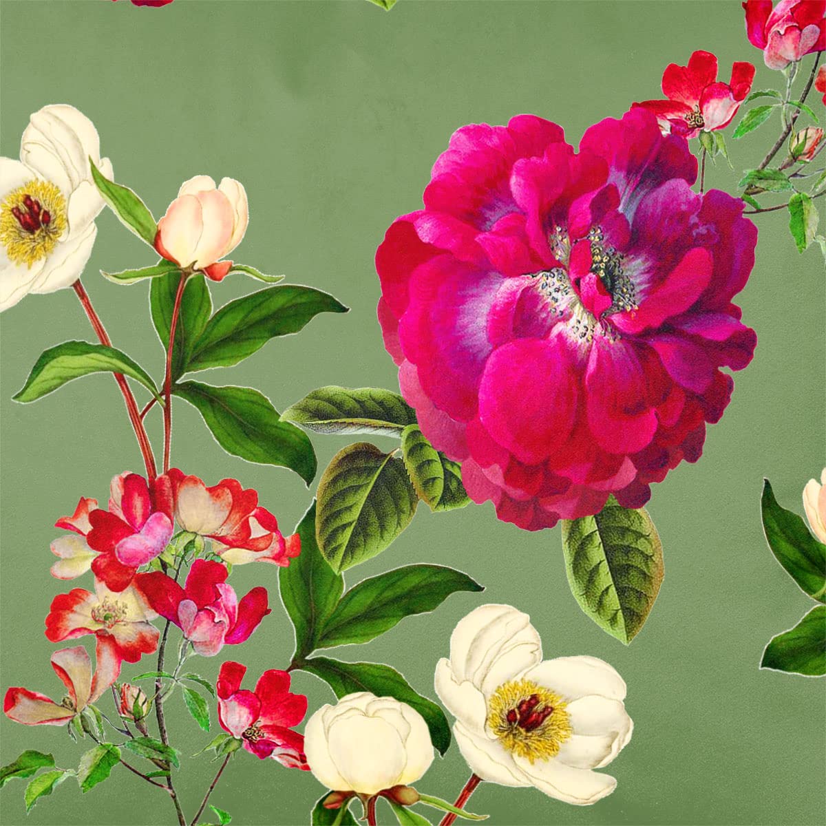 Izabela Peters Sage Luxury Upholstery Curtain Fabric - Eco-Friendly Velvet - Designer Blind, Craft, Sewing Fabric By The Metre - Floral Glade - Sample