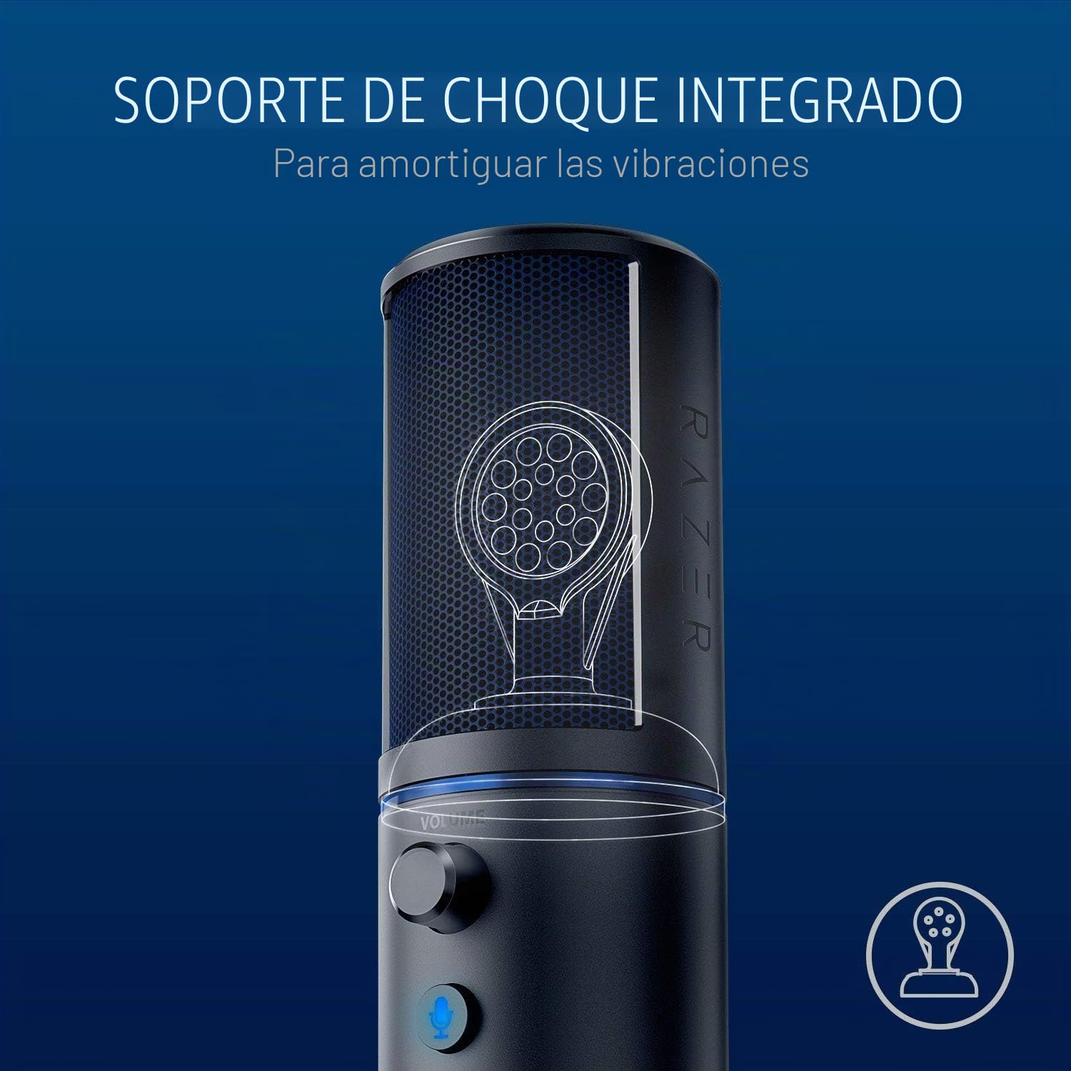 Razer Seiren X para PlayStation - Micrófono de condensador USB para transmisión en PS4 y PS5 (compacto con amortiguador, patrón de grabación supercardioide, botón de silencio) Negro-Azul