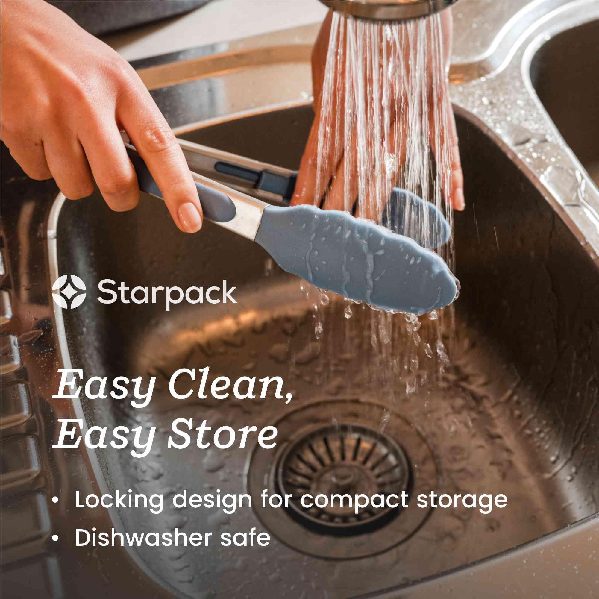 Starpack - Pinze da cucina in silicone "Get a Grip" per cucinare (2 pezzi) - Pinze per barbecue resistenti al calore fino a 315,6 °C - Utensili da cucina in acciaio inox con punte in silicone