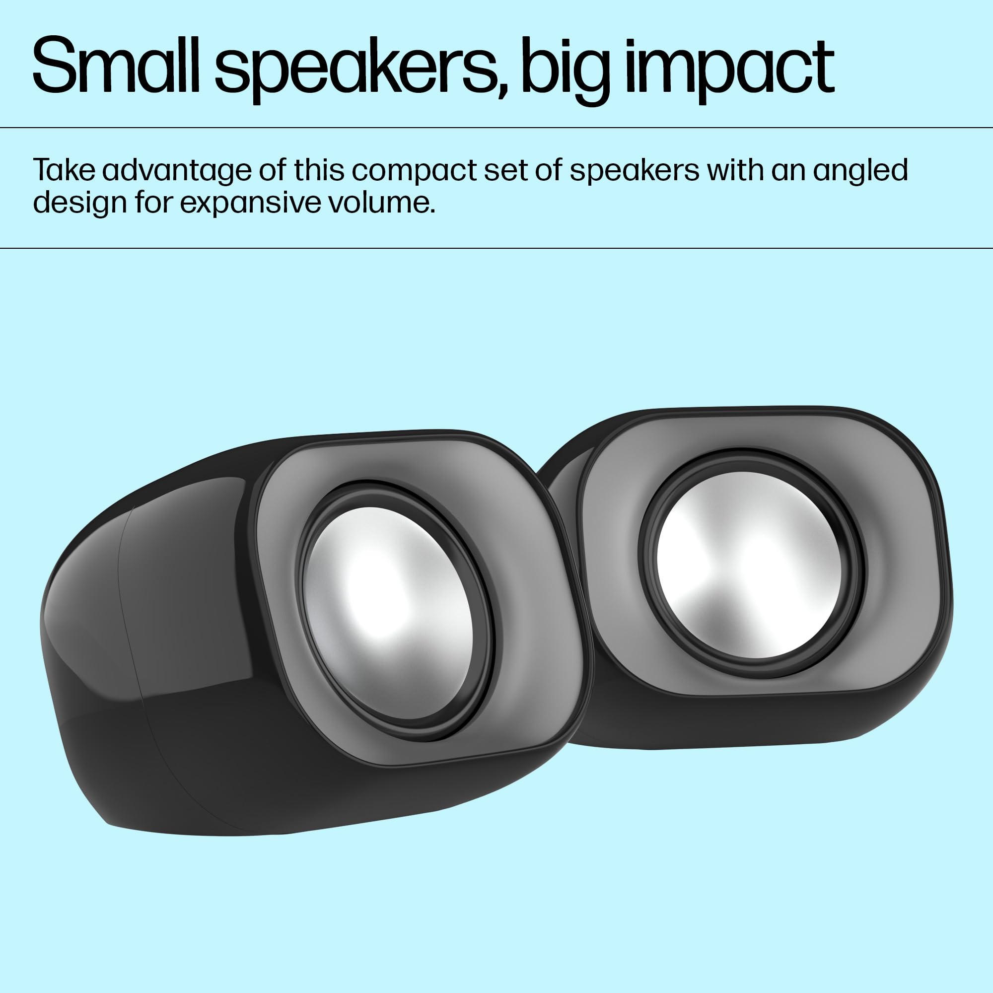 HP DHS-2111 Wired Speaker, 2-Channel Surround Sound, 3.5mm aux connectivity, PC and Phone Compatible, Easy Volume Controls, 1-Year Warranty, 0.27 kg, Black, 8C575AA — Amazon image 3