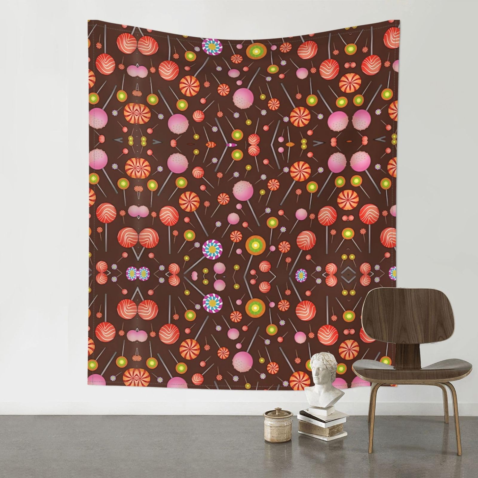 YYHWHJDE Candy Lollipop Pattern Prints Wall Tapestry 60x51in - High-Grade Polyester Throw for Dorm Room Decor, Beach Blankets & Home Accent