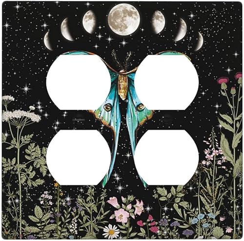 Miniatura 35 de Cubiertas de Interruptor de Luz de Palanca Simple con Diseño Abstracto de Sol Amanecer Retro, Placa Decorativa Arcoíris Atardecer de 1 Gang, Placa