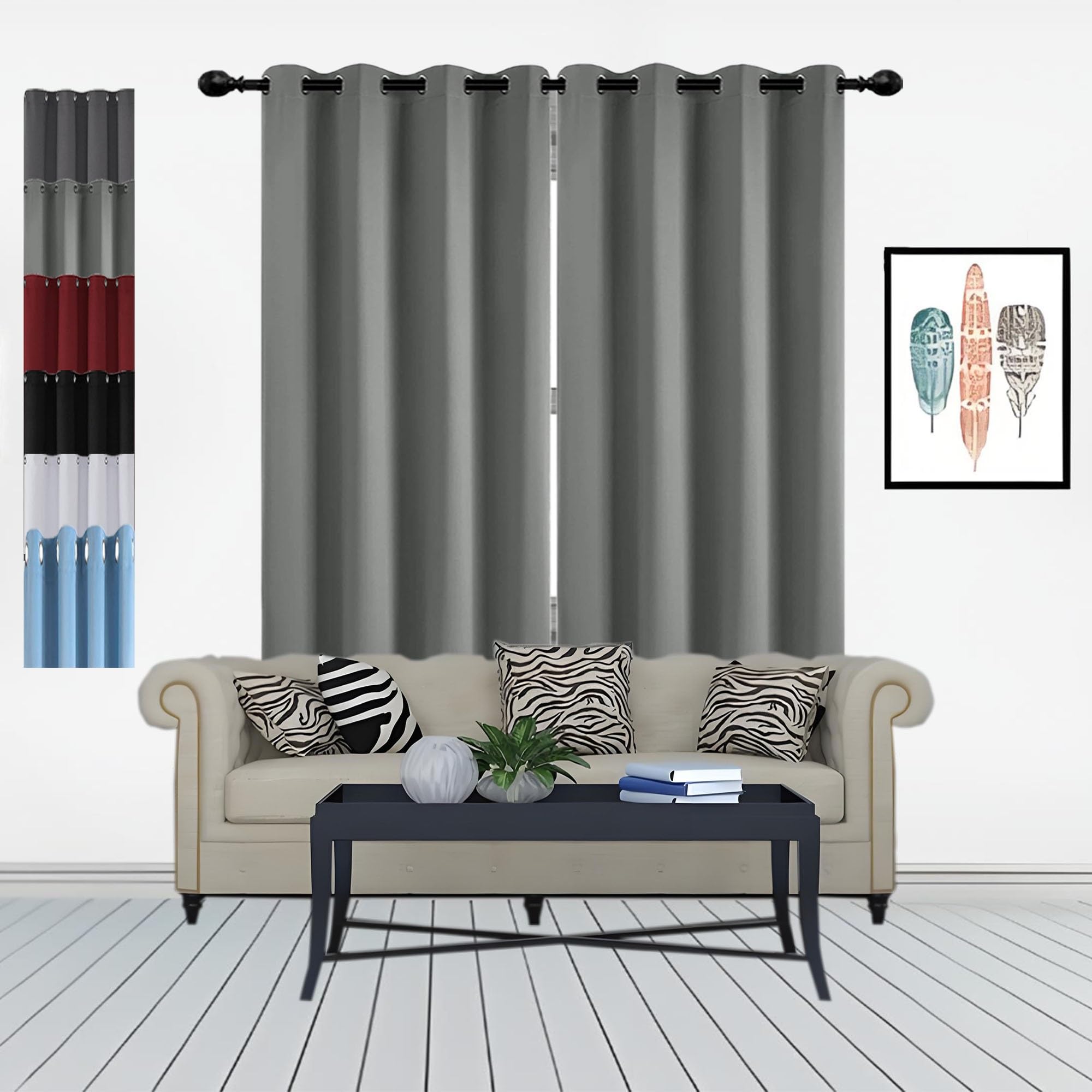 Verdunklungs Vorhäng 240 x 110 cm Doppellagige Thermovorhang Warm Thermovorhang mit Ösen Blickdicht mit Ösen für Schlafzimmer, Hellgrau
