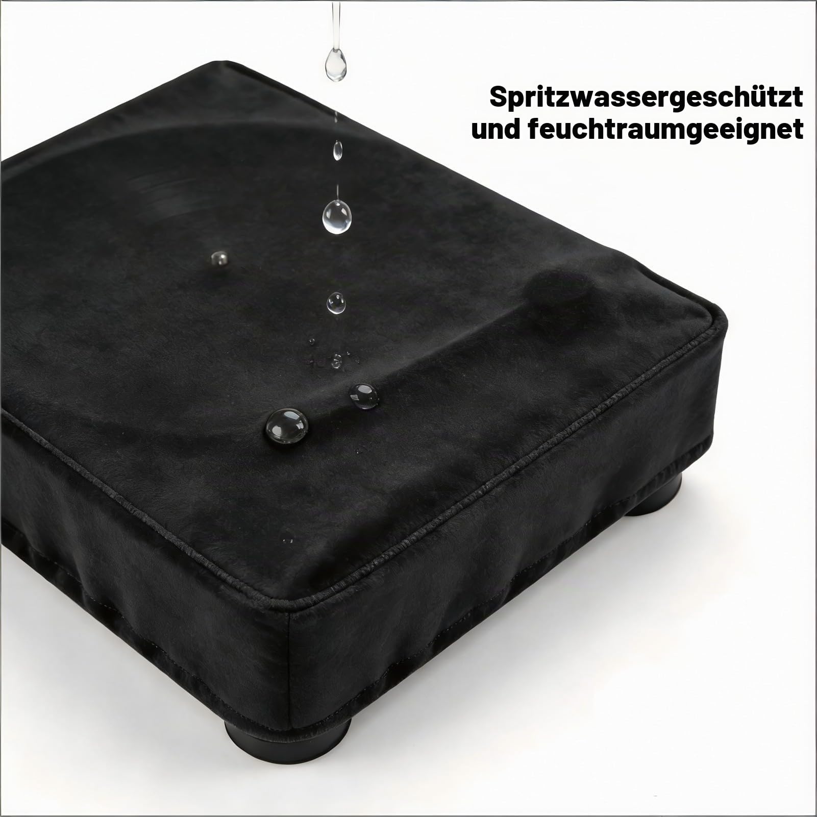 DAZZLEEX Schallplattenspieler Kurzer Plüsch-Staubschutz, kratzfeste Spandex-Abdeckung, schwarz/blau, Plattenspieler-Staub, für AT-LP120XUS (schwarz)