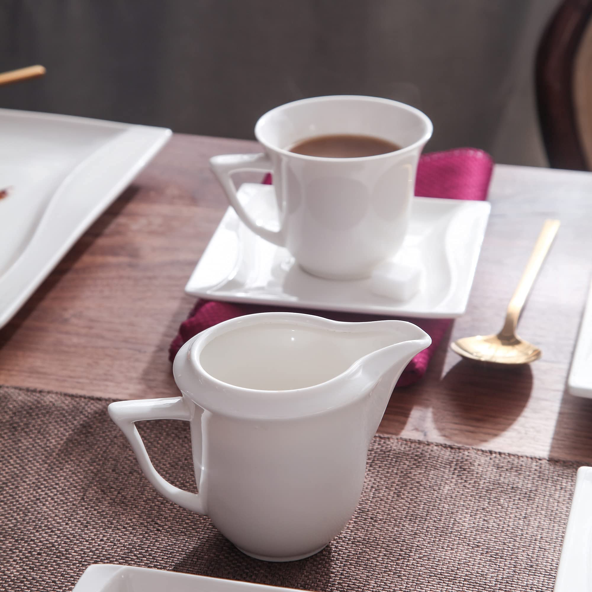 MALACASA, Serie Carina, Zuccheriera e Bricco per Latte 3 Pezzi in Porcellana, Bianco Avorio Cina Ceramica Bianca Panna Set da Tavola (2 Pezzi con Il Coperchio)