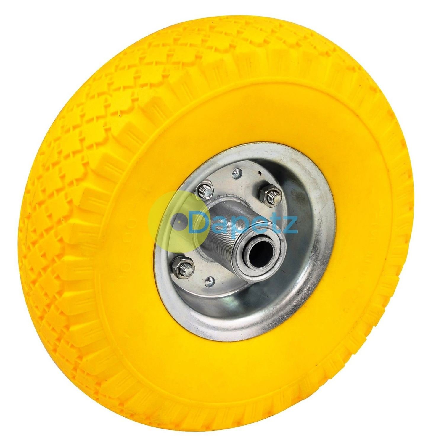 Dapetz ® 10" Puncture-Proof Solid Rubber Wheels for Sack Trucks, Trolleys & Garden Carts – Durable Replacement Tyres for Wheelbarrows & Hand Trucks, No More Flats, Yellow PU Foam
