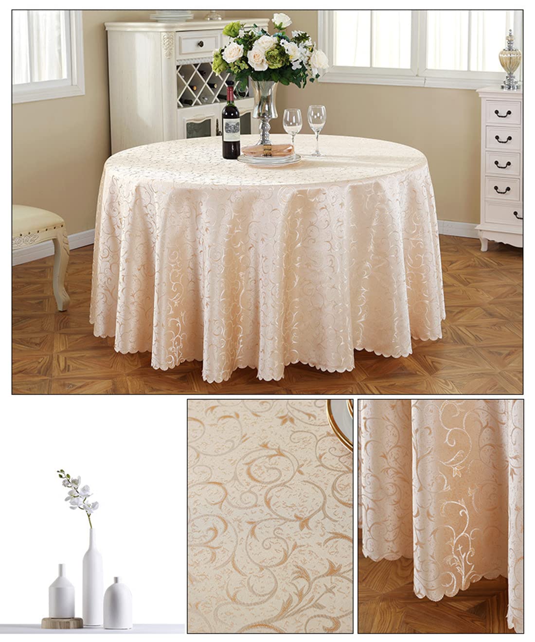 Elegante tovaglia rotonda per casa e hotel in tessuto di alta qualità, decorazione ideale per eventi, riunioni e occasioni speciali, elegante tovaglia per feste