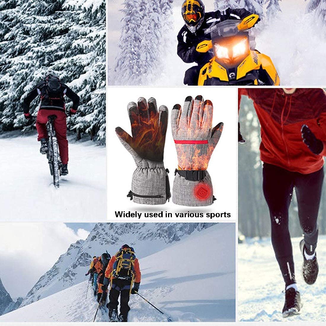 Guantes calefactables para Hombres y Mujeres, Pantalla táctil Recargable, Guantes de esquí con calefacción, Guantes de esquí cálidos, Snowboard, equitación, Senderismo, Invierno, g