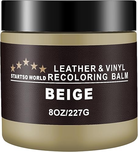 STARTSO WORLD - Kit de bálsamo reparador de cuero para restauración de sofás, color beige, restaurador de tinte de color para muebles, 8 oz