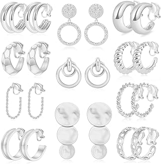 MOZAKA11 Pairs Gold Clip On Hoop Earrings for Women Fashion Clip on Earrings Twist Round Geometric Chunky Hoop Clip Earrings Adjustable Fake Clip On Earrings Set for Gift