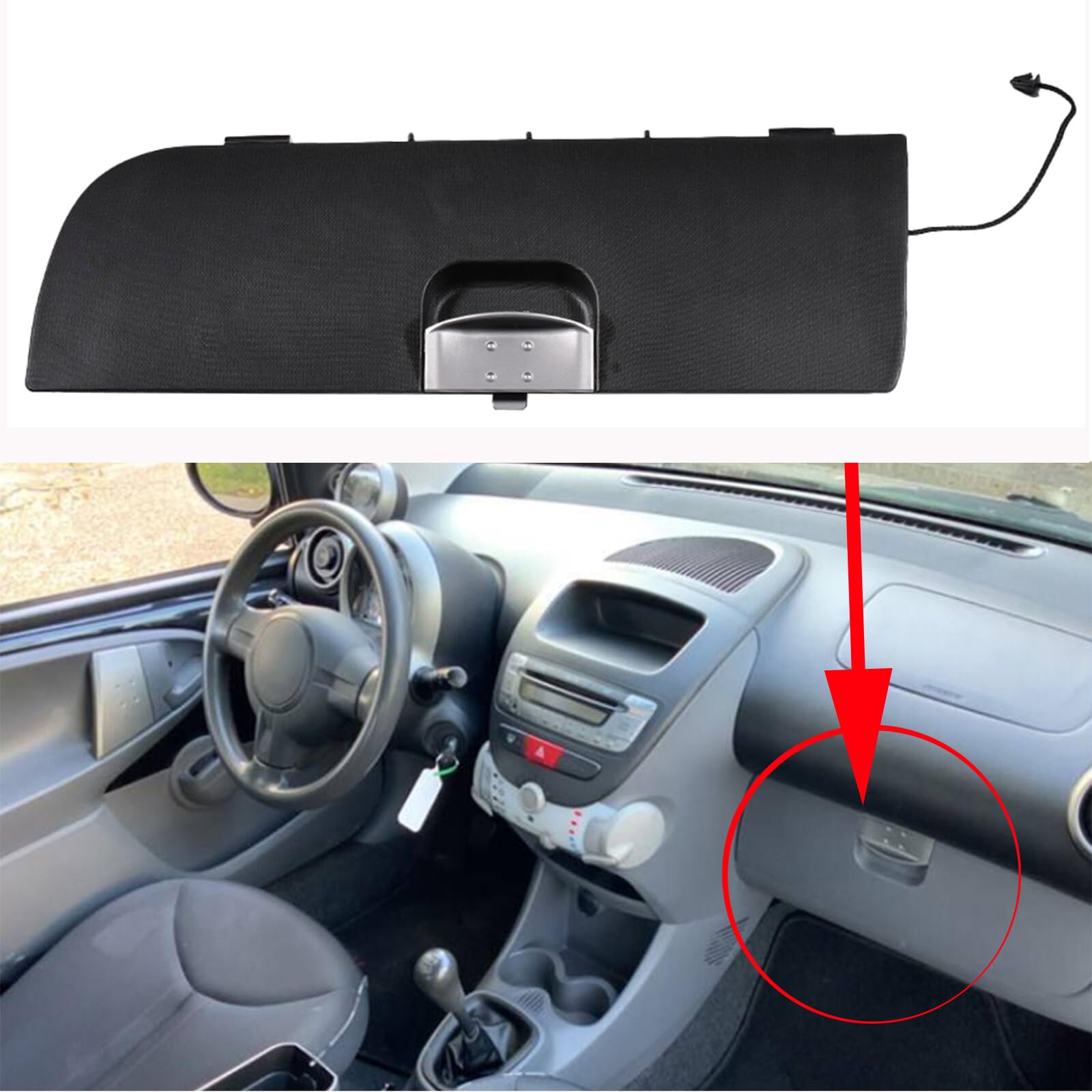 Coperchio di ricambio per vano portaoggetti con 4 strumenti di rimozione del rivestimento dell'auto per veicoli con guida a sinistra compatibile con Peugeot 107 Toyota AYGO Citroen C1 05-15